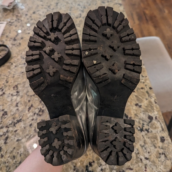 Schutz Lug Heel Platform Metallic Ankle Boots - Sz 9 - Picture 4 of 6